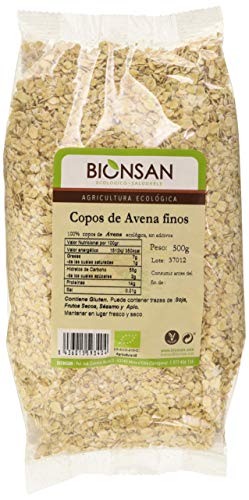 Bionsan Copos de Avena Finos | Producto Ecológico y Natural | 4 Bolsas de 500gr | Total 2000gr