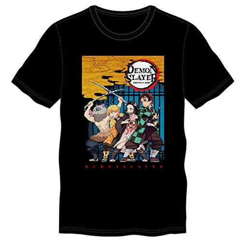 Bioworld Camiseta de Hombre Demon Slayer Kimetsu no Yaiba Anime Logo Cotton Black - XXL