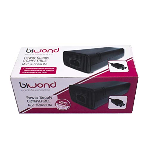 BIWOND Fuente de Alimentación Adaptador CA 100-245V (Compatible con Xbox 360, Indicador LED, Enchufe UE, Protección contra Cortocircuitos) - Negro