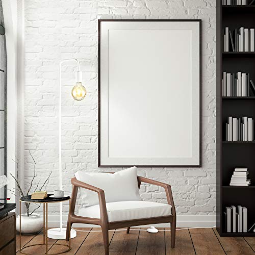 B.K.Licht I Lámpara de pie retro curvada I altura 140 cm I E27 I 1 bombilla I interruptor de pie I metal I blanco mate I sin lámpara