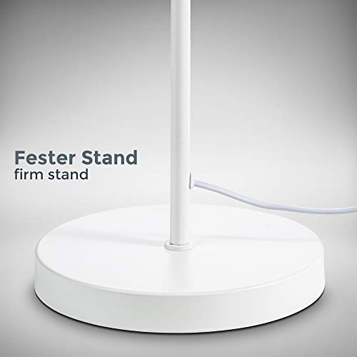 B.K.Licht I Lámpara de pie retro curvada I altura 140 cm I E27 I 1 bombilla I interruptor de pie I metal I blanco mate I sin lámpara