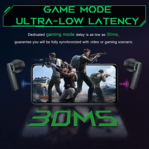 Black Shark JoyBuds Auriculares Inalámbricos Bluetooth 5.2 Wireless Earbuds, 30ms Baja Latencia Modo de Juego, Driver de 14.2 mm Modo música con Micrófonos duales ENC, 1.5h Carga Rápida Auriculares