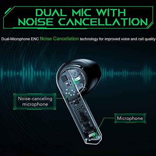 Black Shark JoyBuds Auriculares Inalámbricos Bluetooth 5.2 Wireless Earbuds, 30ms Baja Latencia Modo de Juego, Driver de 14.2 mm Modo música con Micrófonos duales ENC, 1.5h Carga Rápida Auriculares
