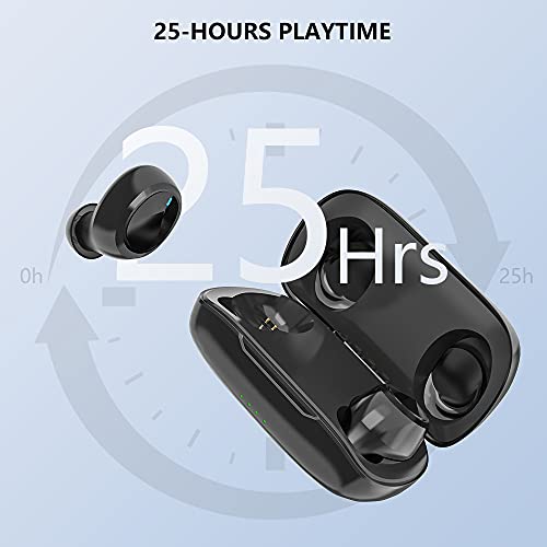 Blackview AirBuds 1 Auriculares Inalámbricos, Auriculares Bluetooth 5.0 en la Oreja con Caja de Carga, Micrófono Incorporado, Control Táctil, Reproducci 25 Horas