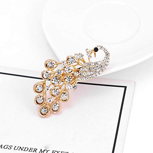 Bleyoum Broche Venta Directa De Fábrica, Diamantes De Imitación De Cristal, Broches De Pavo Real, Bisutería De Moda En Color Dorado