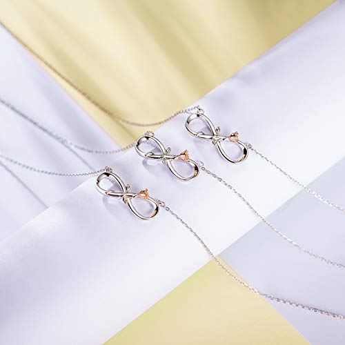 BlingGem Collares para Mujer Flor Rosa Infinito Plata Chapado en Oro Blanco Colgante Mejores Amigas Amor Cumpleaños Aniversario Regalo para Mujer