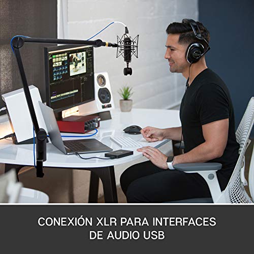 Blue Micrófonos Blackout Spark SL de condensador XLR con soporte amortiguador, patrón polar cardioide para grabación, radiodifusión, podcasting, streaming de gaming en Twitch, vídeos de YouTube, Negro