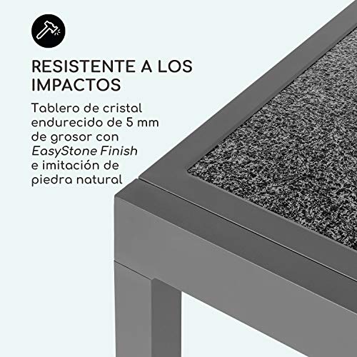 blumfeldt Tenerife – Mesa de Exteriores, Mesa Extensible, Hecha de Aluminio, Vidrio endurecido, fácil de Montar, EasyStone Finish: estética de Piedra Natural, tamaño máximo de 180 x 90 cm, Granito