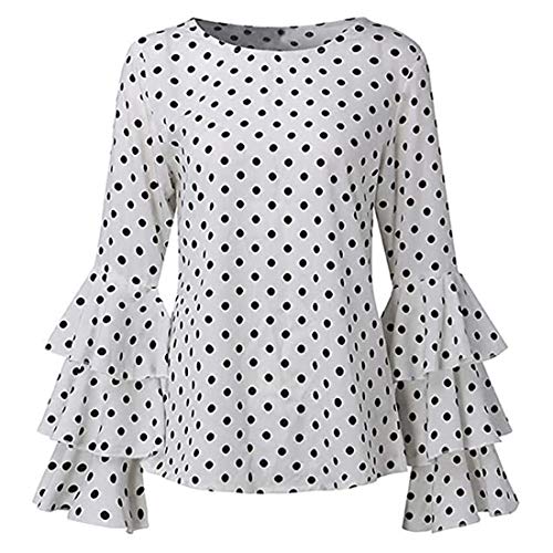 Blusas Sexis de Manga Larga con Cuello Redondo para Mujer Blusas con diseño de Encaje Adelgazante Blusas Tipo túnica con Floral en la Parte Informal Cuello Alto Cuello Redondo Camiseta Ajustada