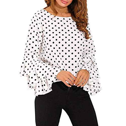 Blusas Sexis de Manga Larga con Cuello Redondo para Mujer Blusas con diseño de Encaje Adelgazante Blusas Tipo túnica con Floral en la Parte Informal Cuello Alto Cuello Redondo Camiseta Ajustada