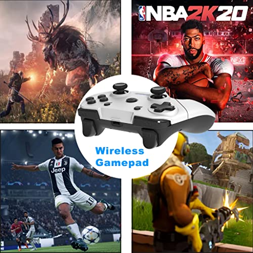 BMSARE Mando PC, 2,4GHz Inalámbrico Game Mando Gamepad Joystick para PS3 y PC Windows 10 7 8, Android Smart TV/TV Box con Dual Shock y 600mAh Batería Recargable