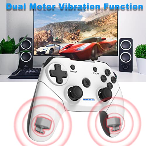 BMSARE Mando PC, 2,4GHz Inalámbrico Game Mando Gamepad Joystick para PS3 y PC Windows 10 7 8, Android Smart TV/TV Box con Dual Shock y 600mAh Batería Recargable