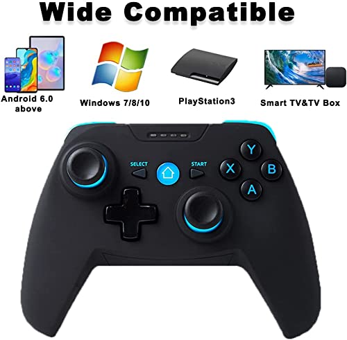 BMSARE Mando PC Windows, Bluetooth Inalámbrico Android Mando Móvil Game con Soporte Retráctil, 2,4G Inalámbrico Mando Joystick Gamepad PC Windows 10 8 7/PS3/TV con Doble Vibración