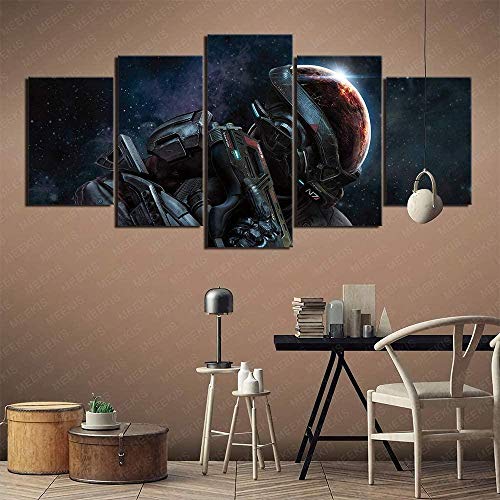bnkrtopsu 5 Cuadro en Lienzo 5 Fotos Juntas en una Sala de Estar Dormitorio Creativo murales Decorativos y Carteles(Sin Marco) Computadora Mass Effect Andromeda