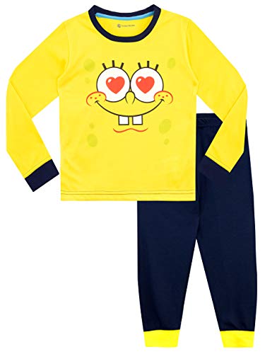 Bob Esponja Pijamas de Manga Larga para niñas Spongebob Squarepants Amarillo 6-7 Años