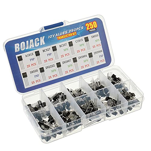 BOJACK 10 valores, 250 piezas A1015 BC327 BC337 C1815 S8050 S8550 2N2222 2N2907 2N3904 2N3906 PNP NPN Power - Transistores de uso general