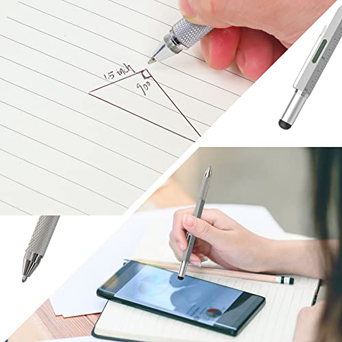 Bolígrafo Multiherramientas - Plumas Multiherramientas, Regalos Divertidos Oficina Regalos,Regalos para Padres,Parejas,Compañeros,Familiares,Hombres y Mujeres (Plateado)