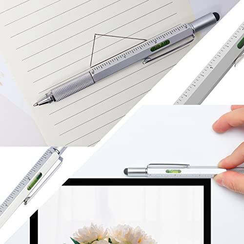 Bolígrafo Multiherramientas - Plumas Multiherramientas, Regalos Divertidos Oficina Regalos,Regalos para Padres,Parejas,Compañeros,Familiares,Hombres y Mujeres (Plateado)