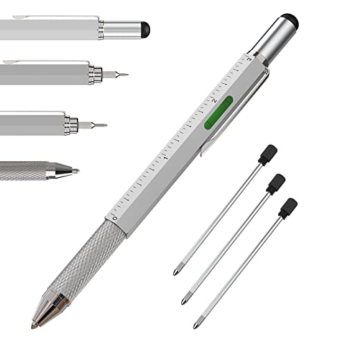 Bolígrafo Multiherramientas - Plumas Multiherramientas, Regalos Divertidos Oficina Regalos,Regalos para Padres,Parejas,Compañeros,Familiares,Hombres y Mujeres (Plateado)