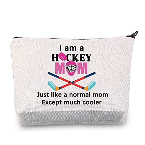 Bolsa de maquillaje de hockey para mamá, regalo de hockey y hockey sobre hielo para mamá, bolsa de cosméticos, neceser organizador con cremallera, Lona.,