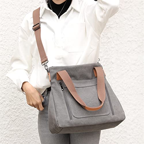 Bolso de Mensajero Hobos portátiles de Las Mujeres Bolso de Hombro Casual de Gran Capacidad Señoras Bolsa de Lona Retro de Alta Gama for Oficina Compras de la Escuela