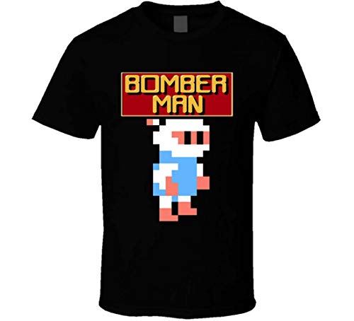 Bomberman NES - Camiseta de videojuegos retro (8 bits) Negro Negro ( XL