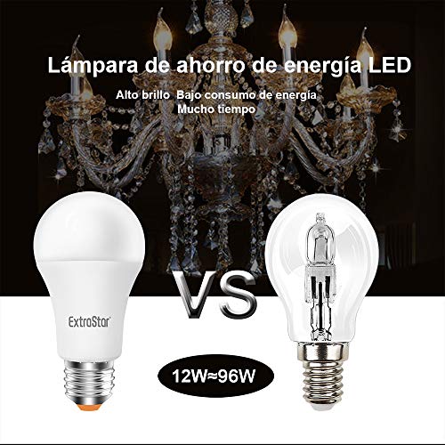 Bombilla LED E27, 12W (equivalente a 96W), 960lm,3000K luz calida - 6 unidades [Clase de eficiencia energética A+] (3000K)