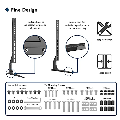 BONTEC Soporte TV Pie Universal, Patas TV para Television LCD LED Plasma Plano 22-65 Pulgadas, Peanas para TV Carga Máx. 50 kg - VESA Máx. 800x400mm