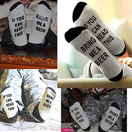 Boolavard Novedad Divertido dicho Combinado de algodón Vestido de tripulación Cerveza Café Chocolate Vino Calcetines, Tamaño del zapato 39-45 para Hombres Mujeres (Cerveza-Gris/Negro)