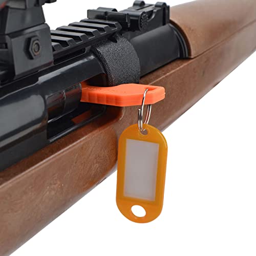 BOOSTEADY Universal Gun Chamber Safety Flag for Rifle Handgun Shotgun with Bonus DIY Key Chain Tags, Pack of 10 Orange