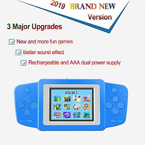 Bornkid Consola de Juegos de Mano Portátil Handheld Game Console 2.5"LCD HD Pantalla con 218 Classico Nostalgia 80s Old School Viejo Videojuegos Navidad Regalo de Cumpleaños para Niños Y Propio (Azul)