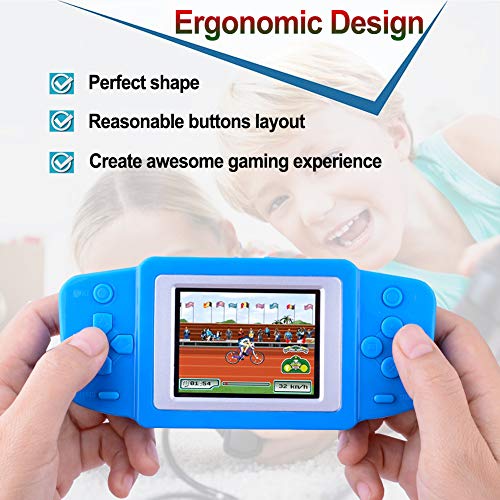 Bornkid Consola de Juegos de Mano Portátil Handheld Game Console 2.5"LCD HD Pantalla con 218 Classico Nostalgia 80s Old School Viejo Videojuegos Navidad Regalo de Cumpleaños para Niños Y Propio (Azul)