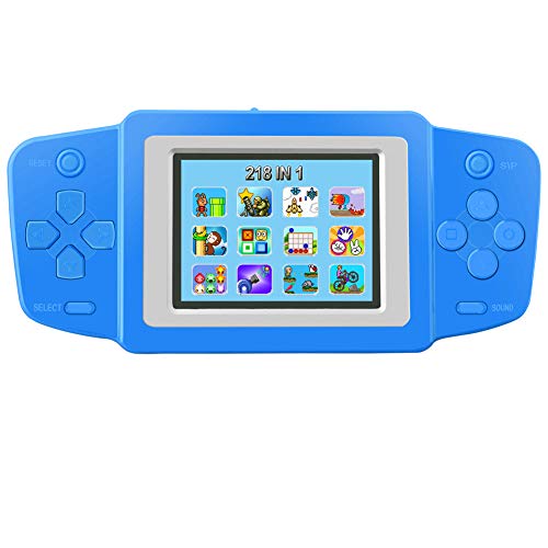 Bornkid Consola de Juegos de Mano Portátil Handheld Game Console 2.5"LCD HD Pantalla con 218 Classico Nostalgia 80s Old School Viejo Videojuegos Navidad Regalo de Cumpleaños para Niños Y Propio (Azul)