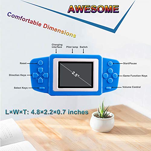 Bornkid Consola de Juegos de Mano Portátil Handheld Game Console 2.5"LCD HD Pantalla con 218 Classico Nostalgia 80s Old School Viejo Videojuegos Navidad Regalo de Cumpleaños para Niños Y Propio (Azul)