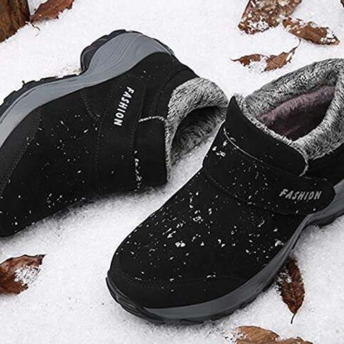 Botas cálidas para mujer, cómodas botas anti-esquí, zapatos de tobillo de moda, pegatinas mágicas zapatos de algodón, Black, 41.5 EU