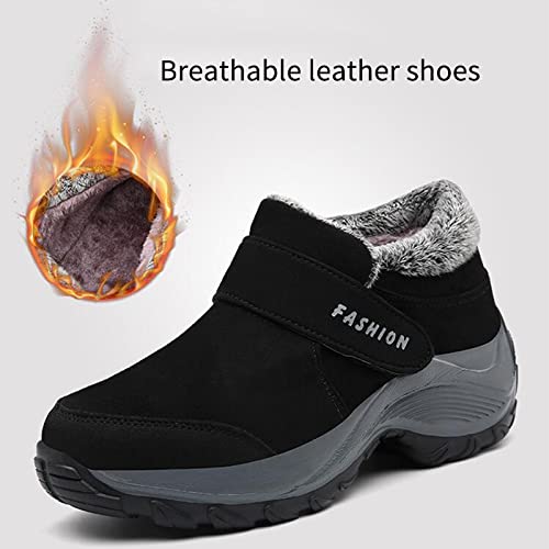 Botas cálidas para mujer, cómodas botas anti-esquí, zapatos de tobillo de moda, pegatinas mágicas zapatos de algodón, Black, 41.5 EU