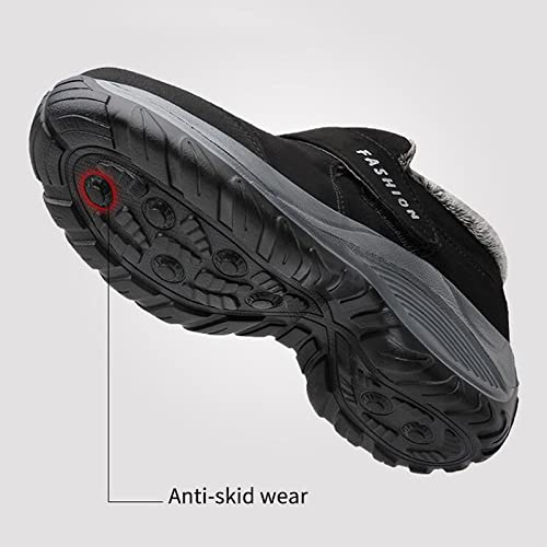 Botas cálidas para mujer, cómodas botas anti-esquí, zapatos de tobillo de moda, pegatinas mágicas zapatos de algodón, Black, 41.5 EU