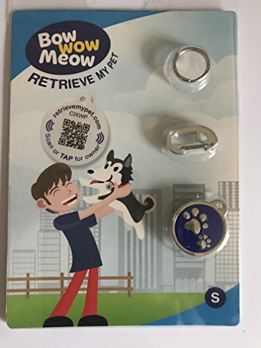 Bow Wow Meow Chapa Inteligente con código QR y Chip NFC | Chapa de Identificación para Perros y Gatos con GPS Pasivo