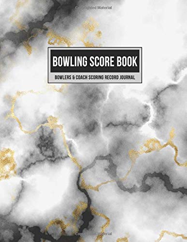 Bowling Score Book Bowlers & Coach Scoring Record Journal: Individual Game Score Keeper Notebook with Formatted Sheets for Strikes, Spares, Pin Count & Notes (Black Gold Marble)