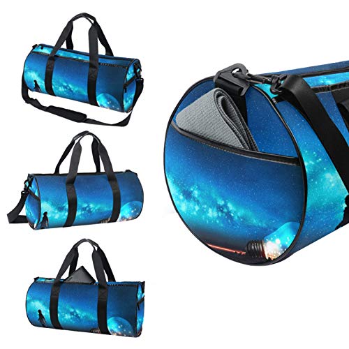 Boy Pulled The Big Bulb - Bolsa de deporte cilíndrica de viaje con bolsillo mojado, bolsa de entrenamiento ligera de viaje con correa de hombro para hombres y mujeres