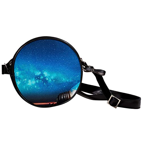 Boy Pulled The Big Bulb Diagonal bolsa redonda Crossbody cartera, bolso de hombro Círculo de moda bolso bandolera Mini lona Bolso de hombro inclinado