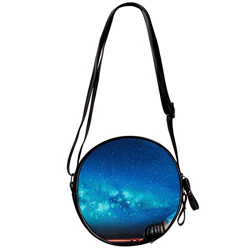 Boy Pulled The Big Bulb Diagonal bolsa redonda Crossbody cartera, bolso de hombro Círculo de moda bolso bandolera Mini lona Bolso de hombro inclinado