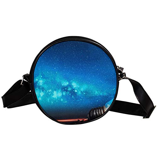 Boy Pulled The Big Bulb Diagonal bolsa redonda Crossbody cartera, bolso de hombro Círculo de moda bolso bandolera Mini lona Bolso de hombro inclinado