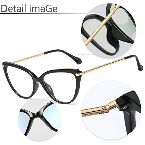 BOZEVON Las Gafas De Bloqueo Con Luz Azul Evitan La Fatiga Ocular, Las Gafas De Venta Libre, El Marco Retro De Ojo De Gato Femenino De Metal,Rojo
