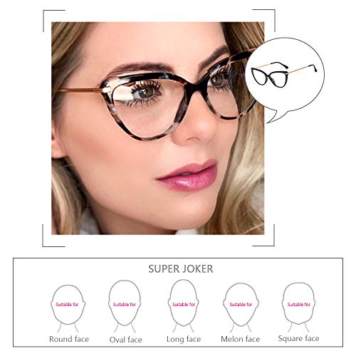 BOZEVON Las Gafas De Bloqueo Con Luz Azul Evitan La Fatiga Ocular, Las Gafas De Venta Libre, El Marco Retro De Ojo De Gato Femenino De Metal,Rojo