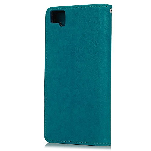 bq Aquaris M5 Funda Libro de Cuero Impresión Con Tapa y Cartera,Correa de mano - Mavis's Diary Carcasa PU Leather Con TPU Silicona Case Interna Suave,Soporte Plegable,Ranuras para Tarjetas y Billetera,Cierre Magnético - Diseño de Mariposa y Flor,Azul