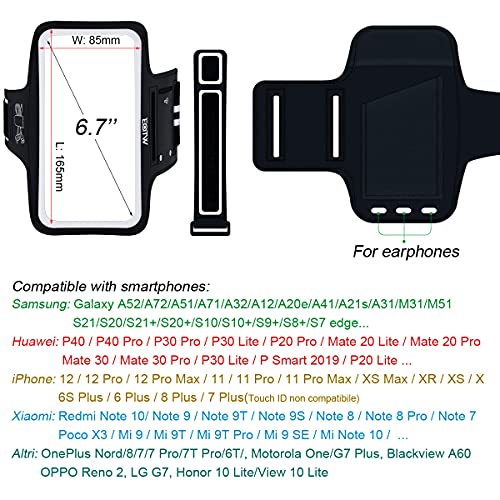 Brazalete Móvil Deportivo Universal, EOTW Brazalete Running para iPhone 12/11/XR Samsung S21/S20/A71/A51 Huawei Xiaomi Redmi Bolsillo para el teléfono Celular para Hacer Jogging(5''-6,7")