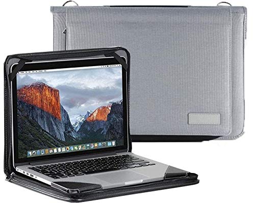 Broonel Estuche De Viaje De Cuero Gris para Computadora Portátil - Compatible con la ASUS VivoBook S14 S433 14"