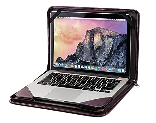 Broonel Estuche De Viaje De Cuero Morado para Computadora Portátil - Compatible con la ASUS VivoBook S14 S433 14"