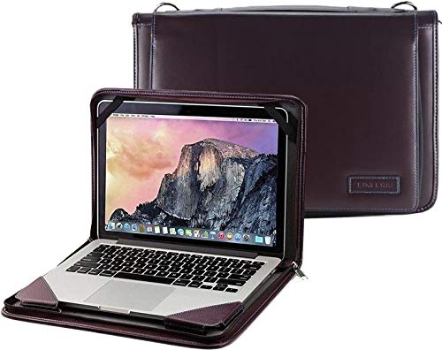 Broonel Estuche De Viaje De Cuero Morado para Computadora Portátil - Compatible con la ASUS VivoBook S14 S433 14"